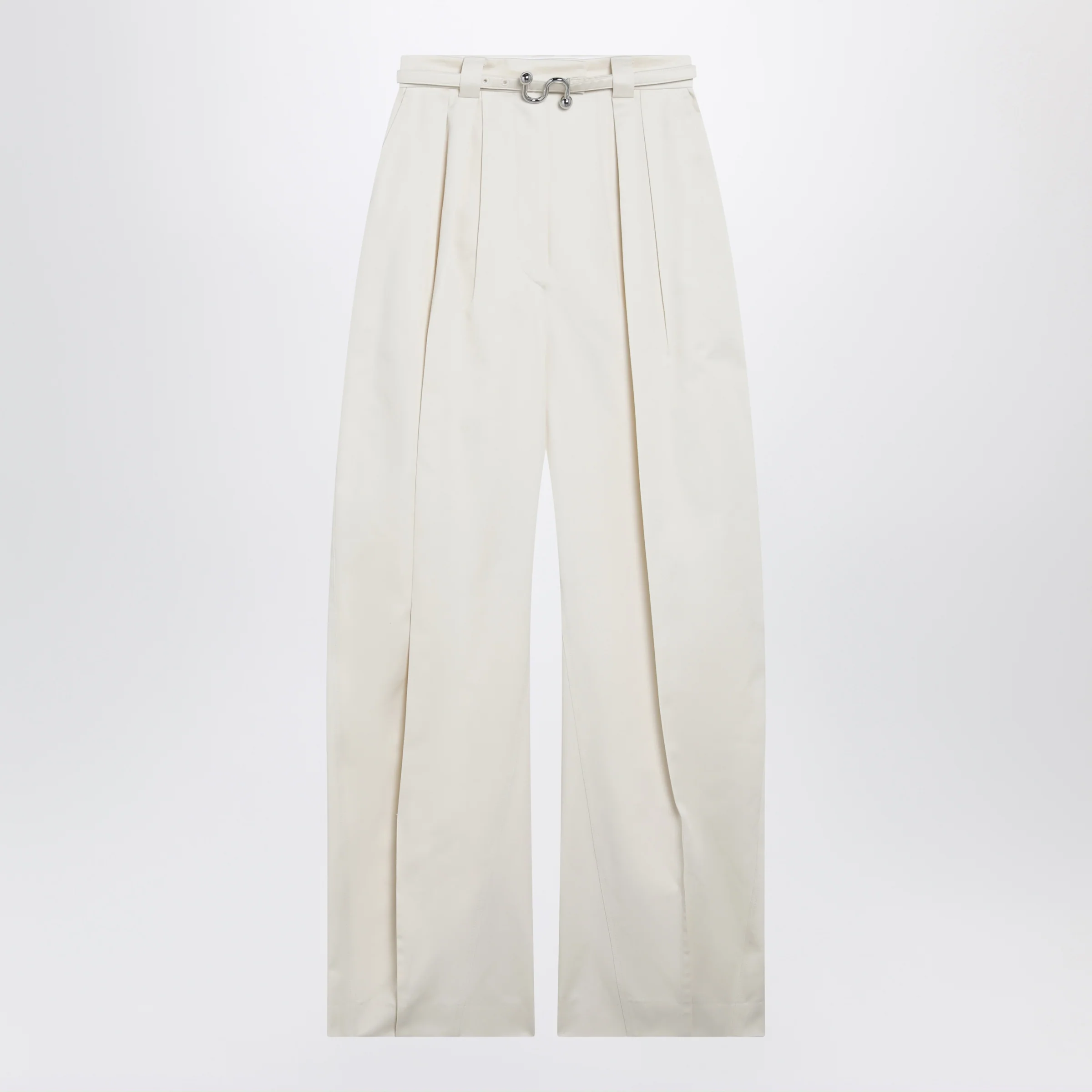 Sportmax Oversized trousers in vanilla cotton gabardine