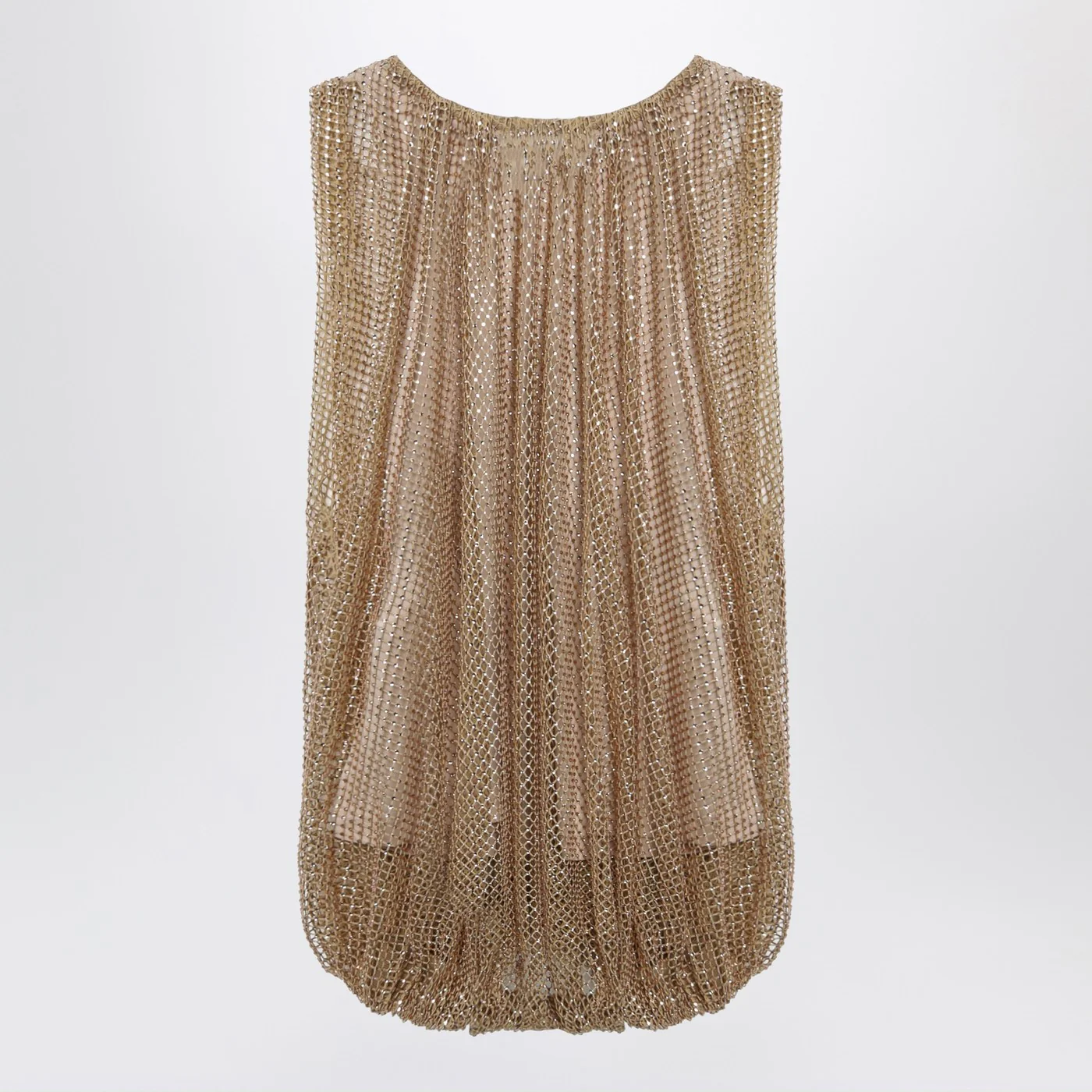 Sportmax Camel mesh top with crystals