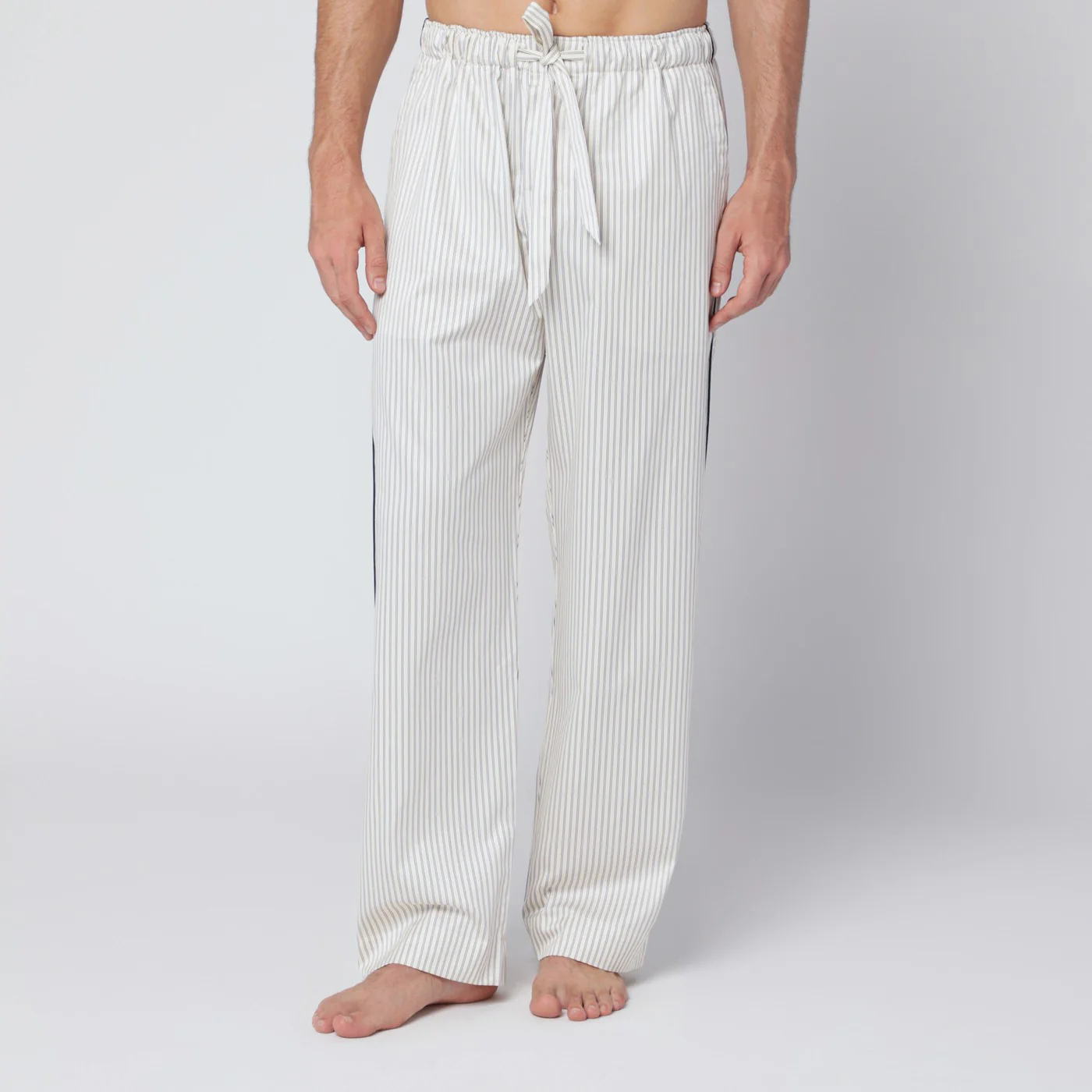 Tekla Brown and white striped pyjama trousers