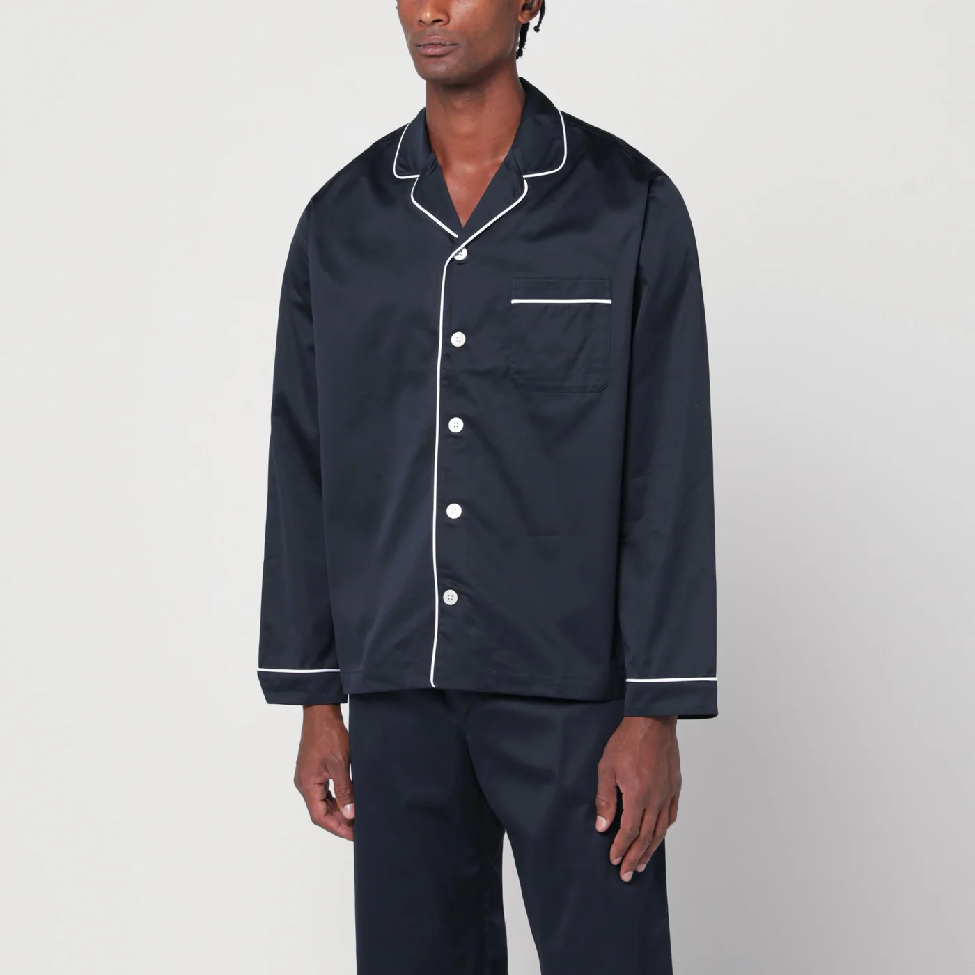 Tekla Blue/white pyjama shirt