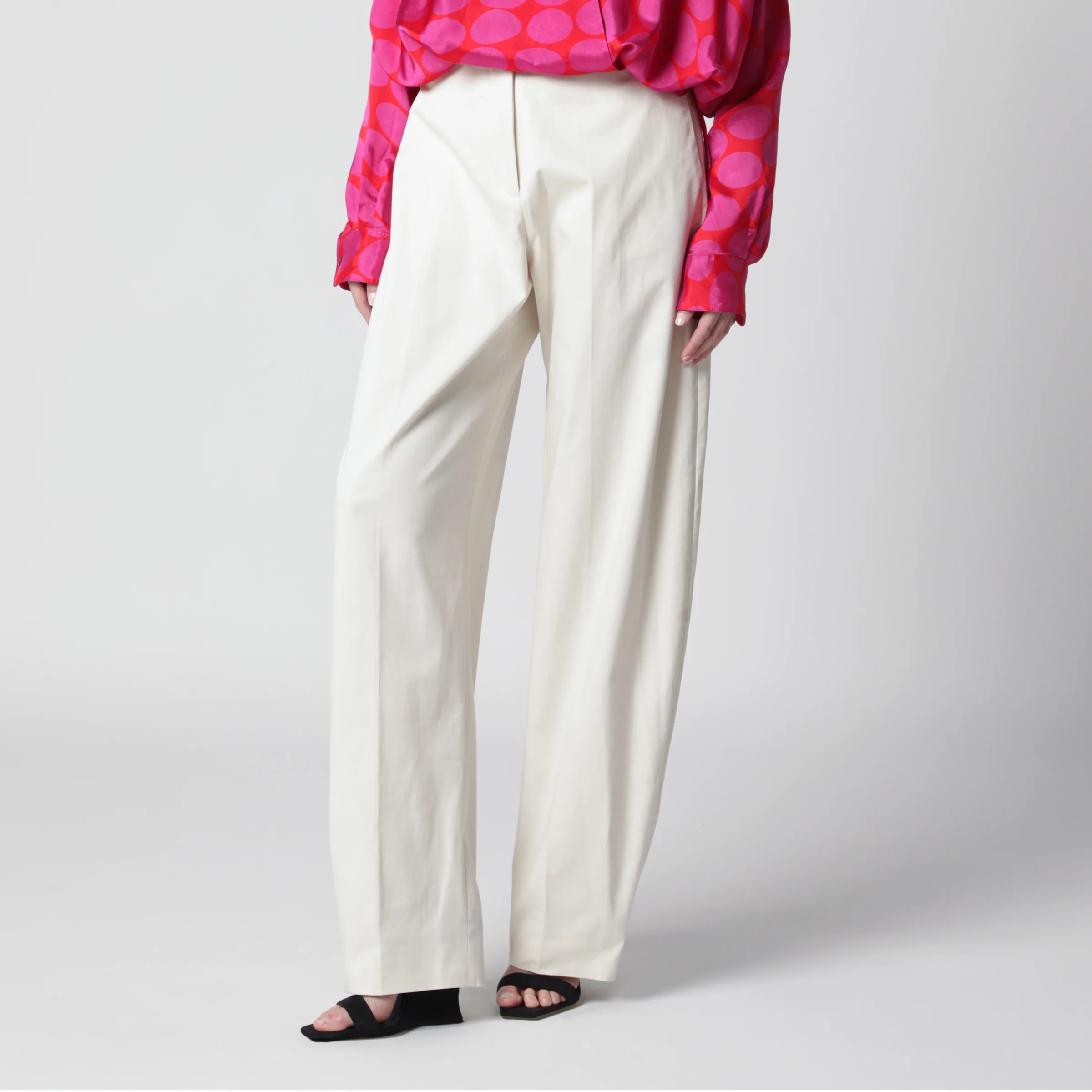 TheLatest Cream cotton palazzo trousers