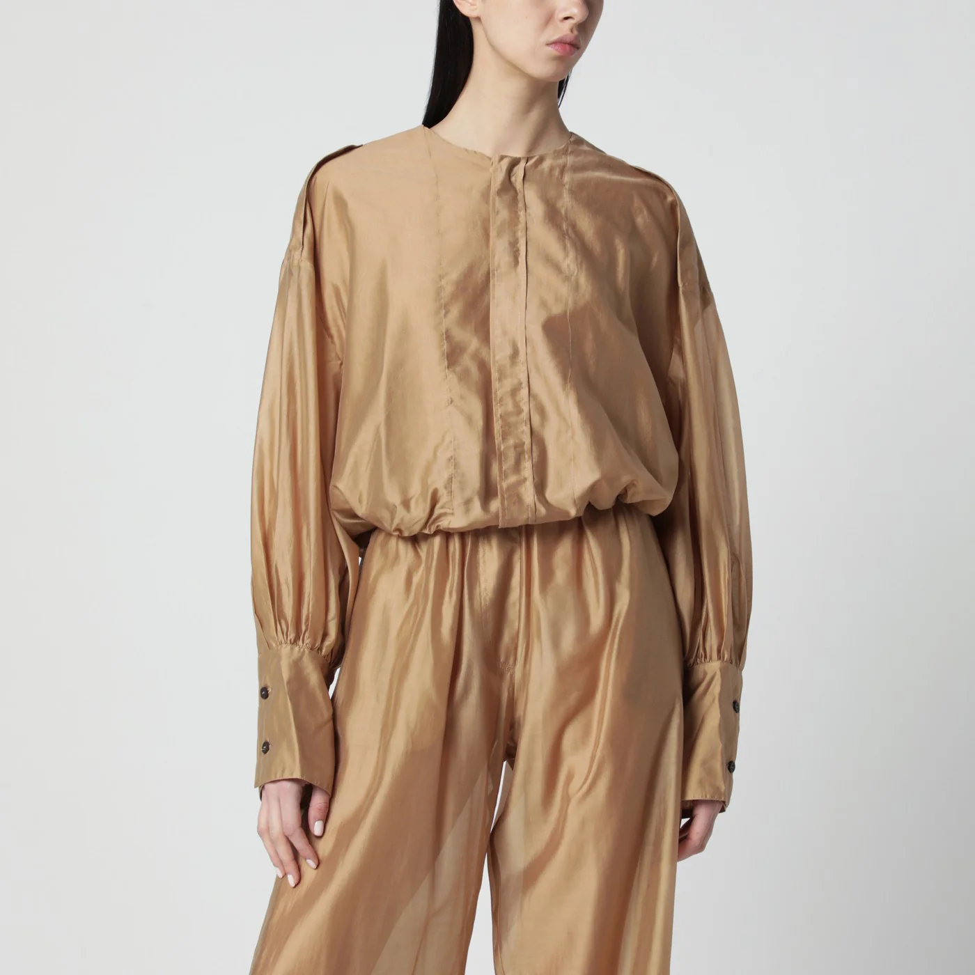 TheLatest Lightweight muslin blouse in nude