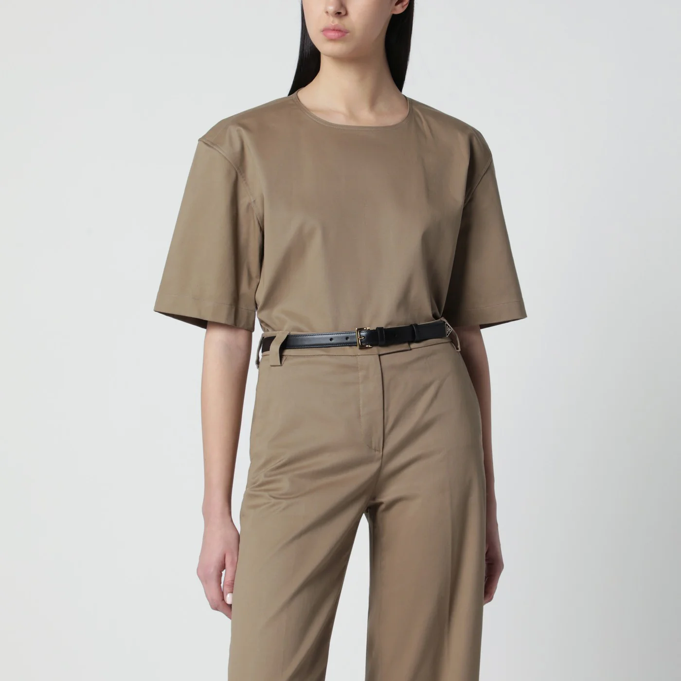 TheLatest Short-sleeve cognac cotton top