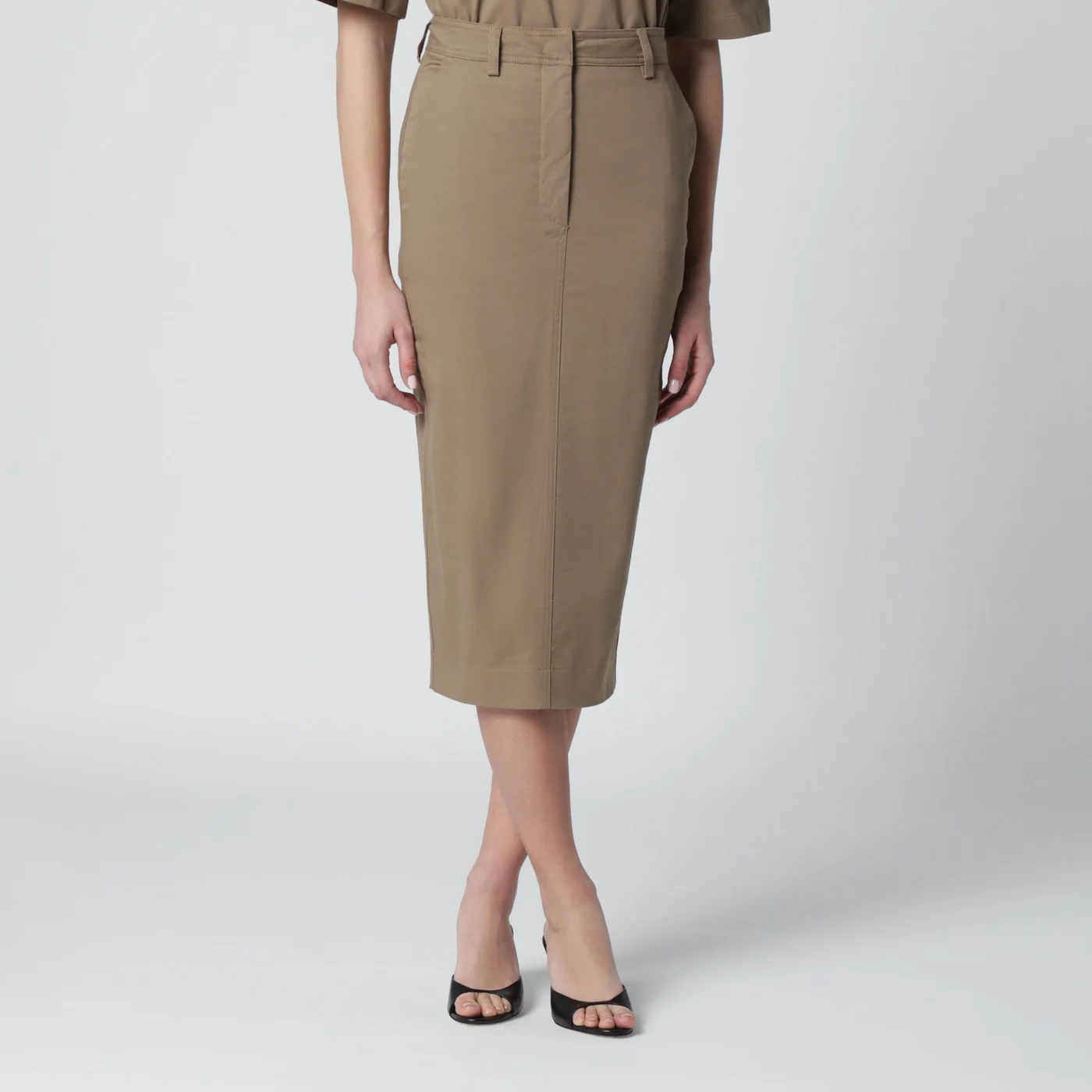 TheLatest Cognac cotton pencil skirt