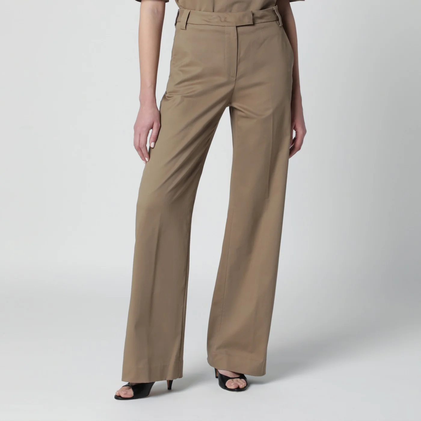 TheLatest Cognac cotton palazzo trousers