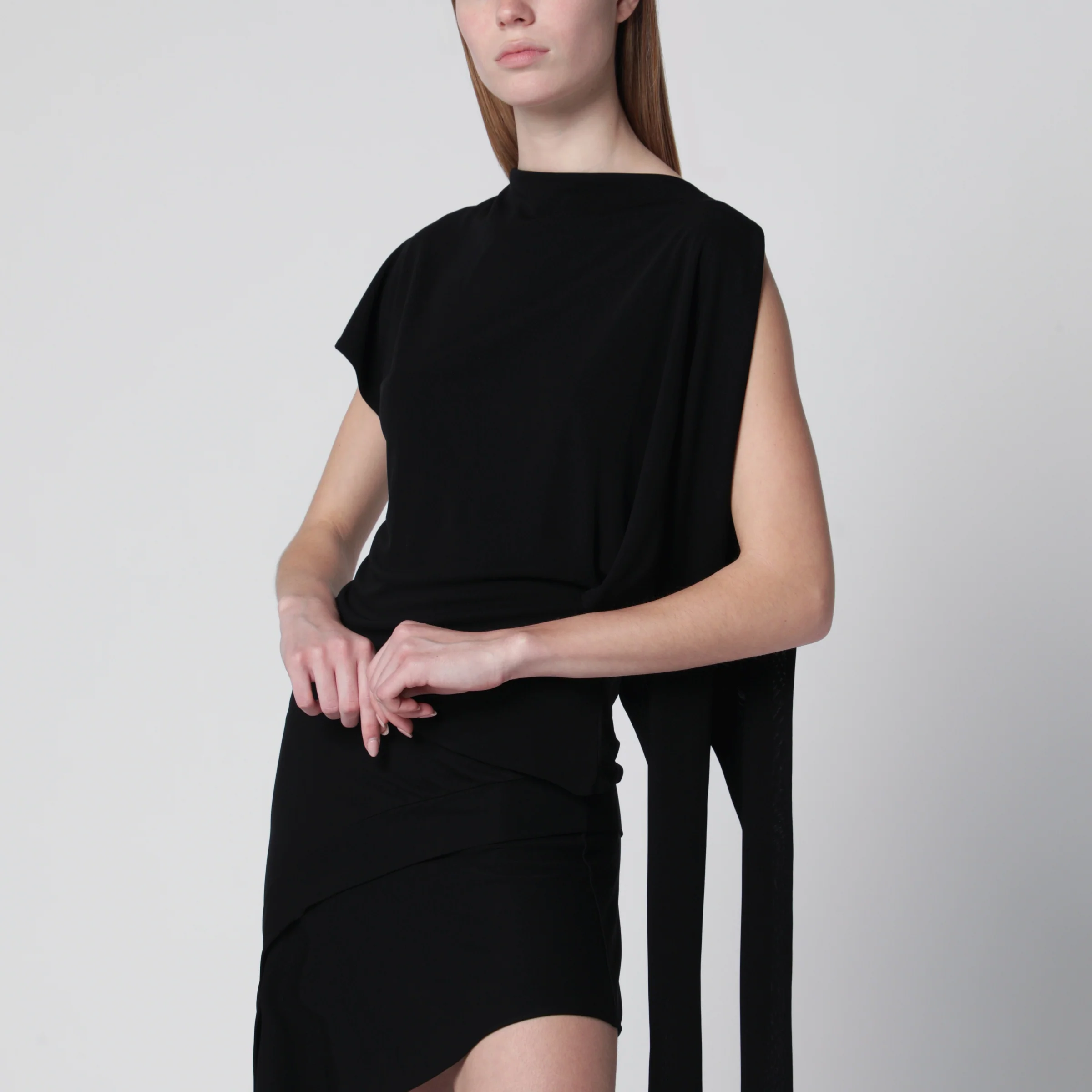 Francesco Murano Black asymmetric viscose top