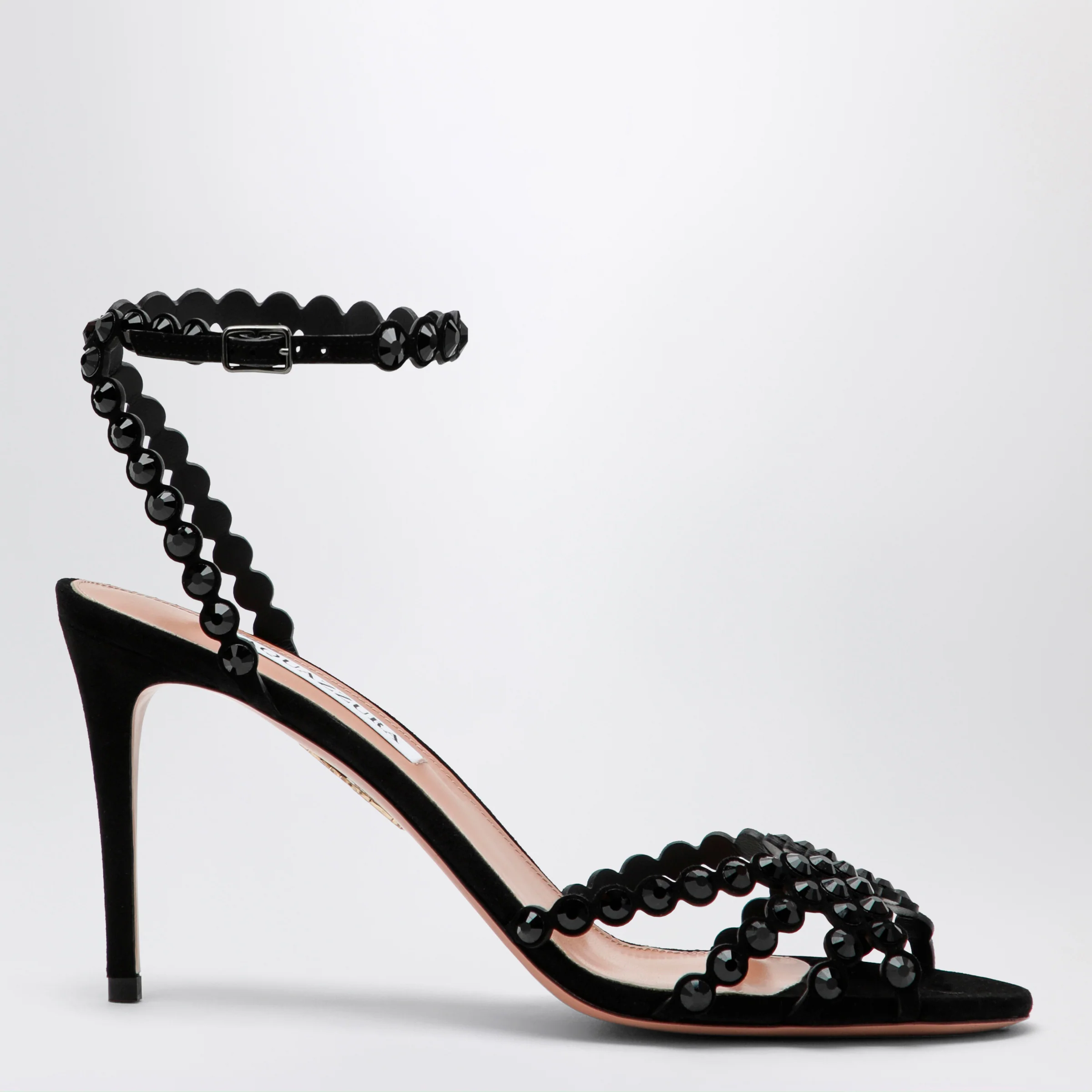 Aquazzura Tequila black sandals in suede with crystals
