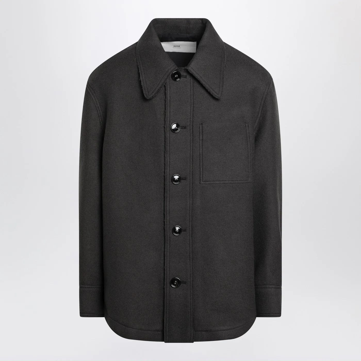 Ami Paris Anthracite grey wool shirt with pockets