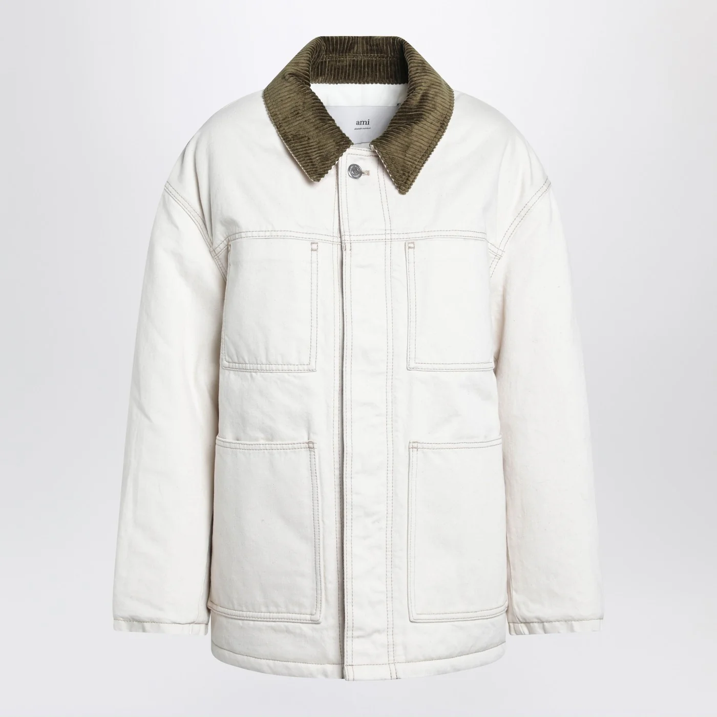 Ami Paris Ivory padded worker cotton jacket