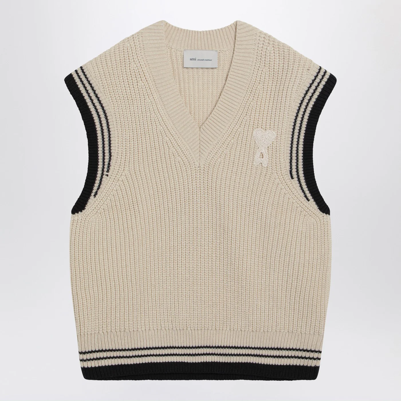 Ami Paris Ami De Coeur cream gilet