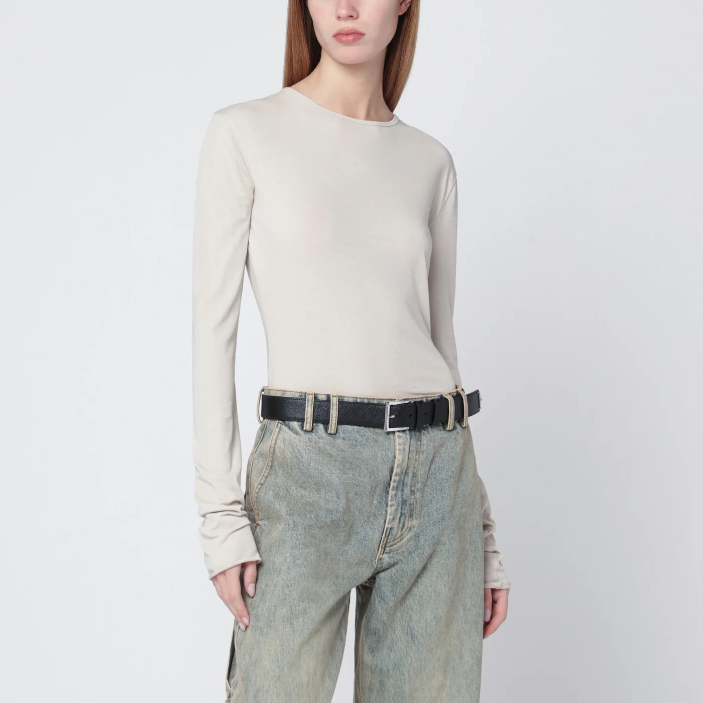 Entire Studios White crewneck cotton-blend top