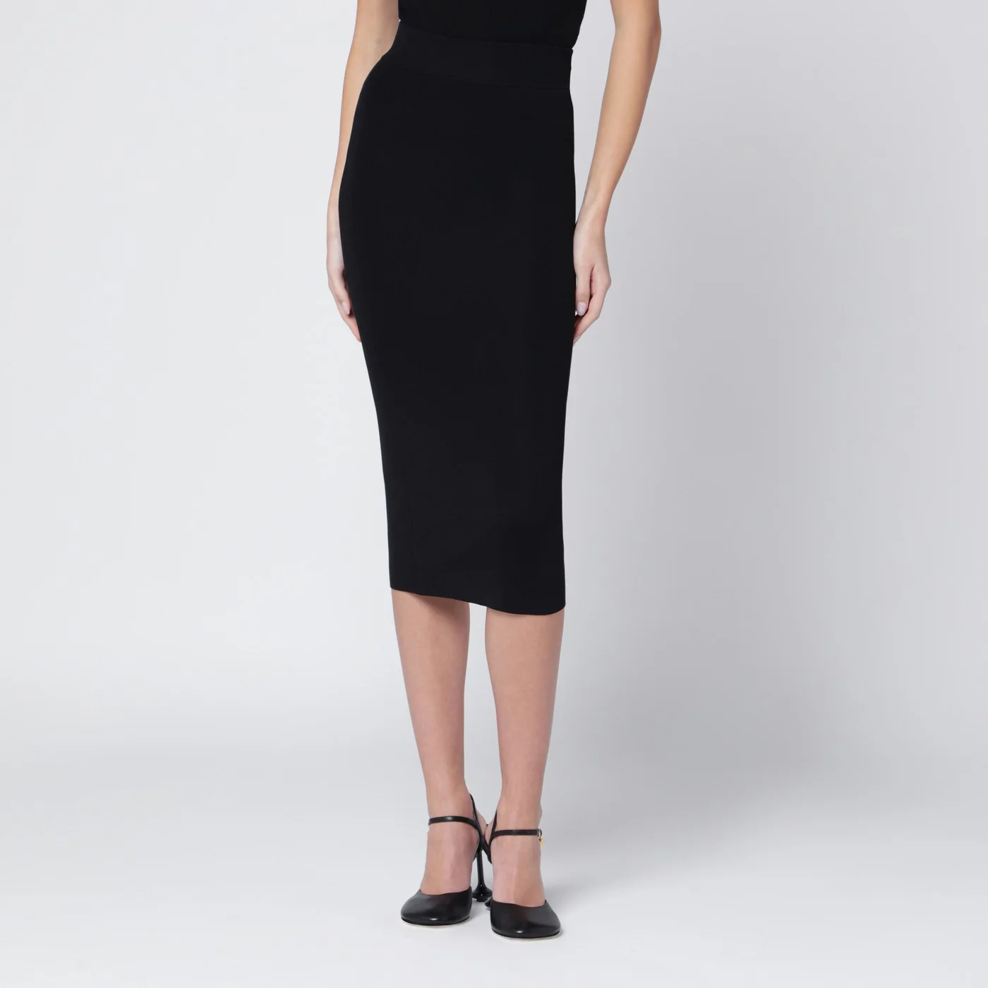 Entire Studios Black viscose-blend midi skirt