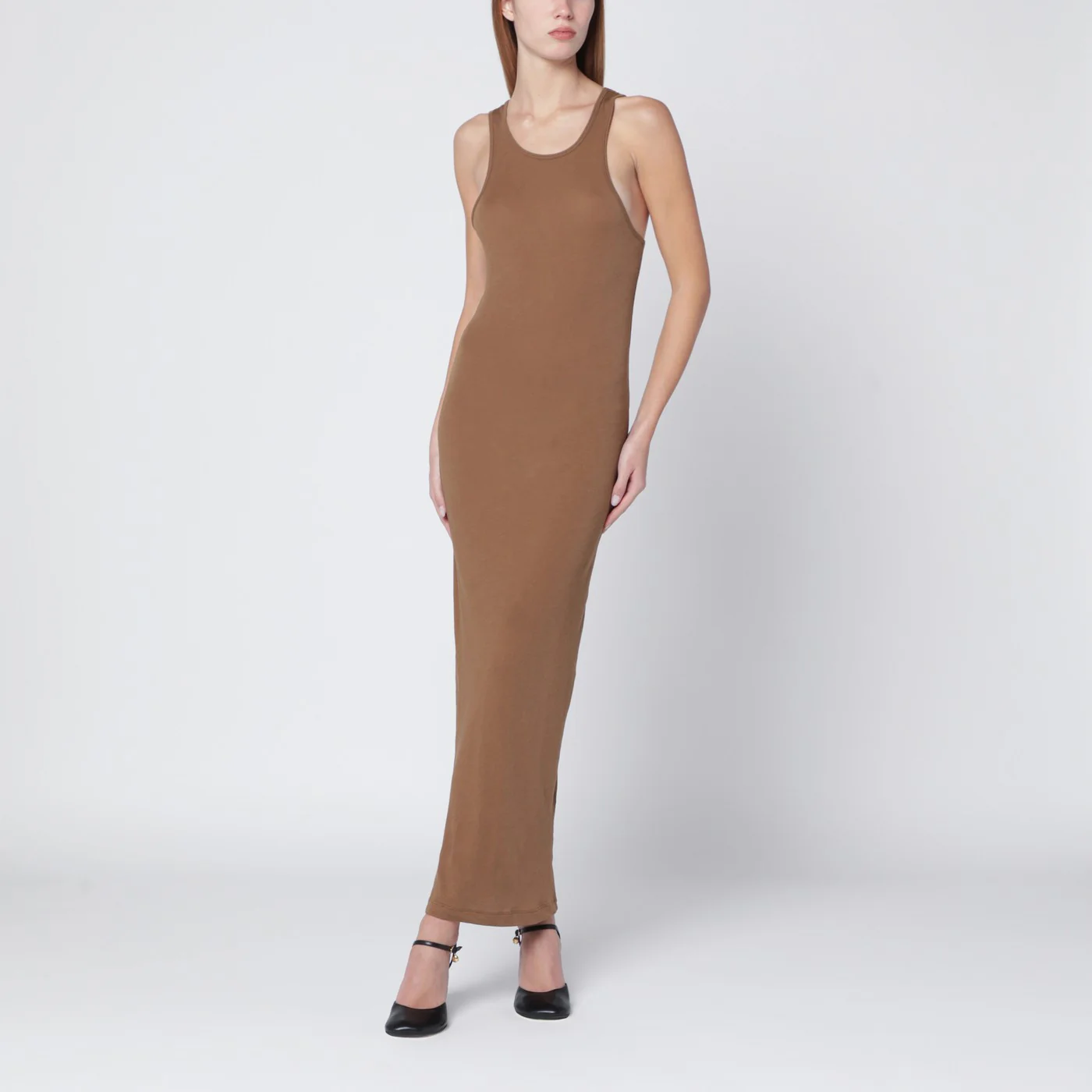 Entire Studios Sand-colored sleeveless cotton-blend dress