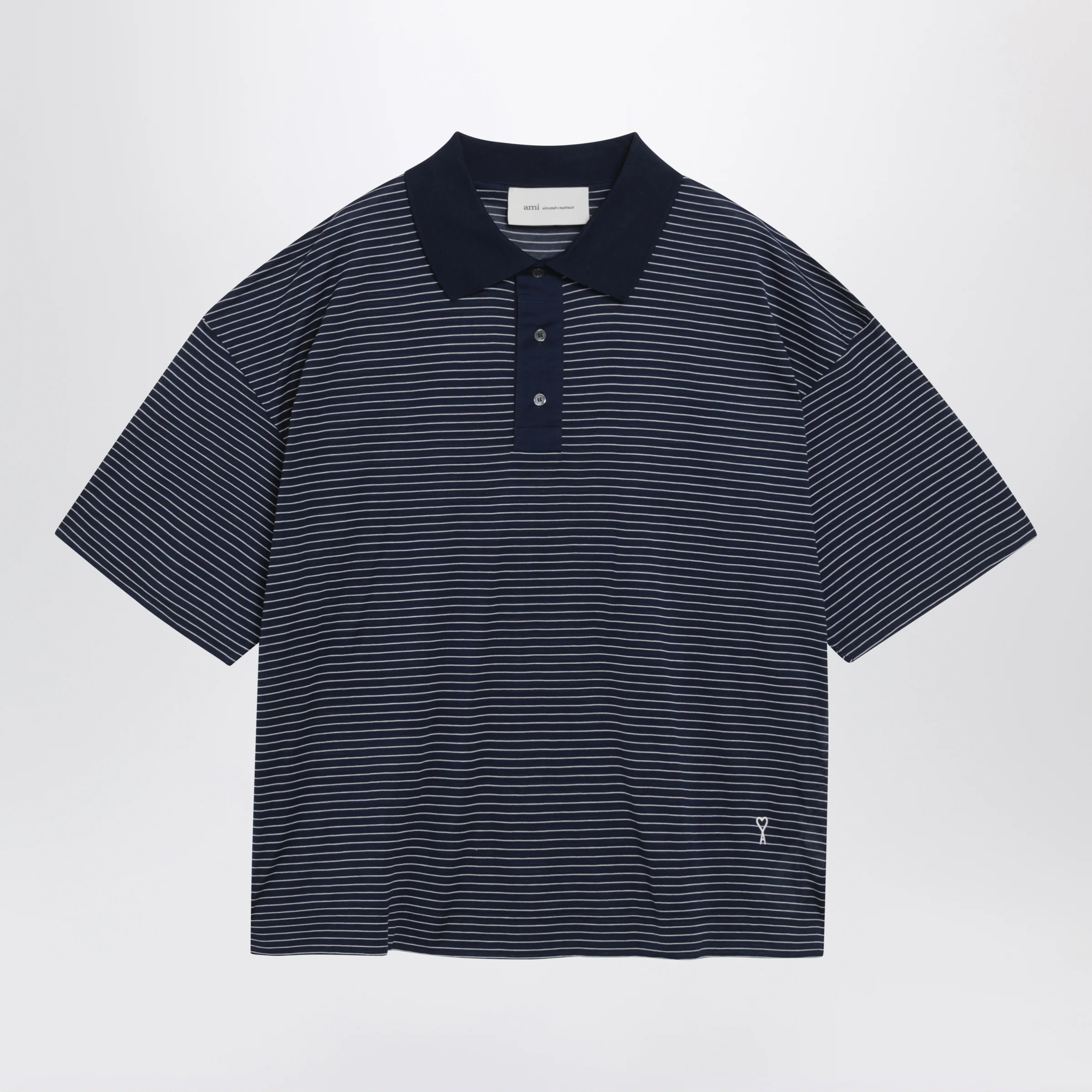 Blue/white striped Ami de Coeur polo by Ami Paris