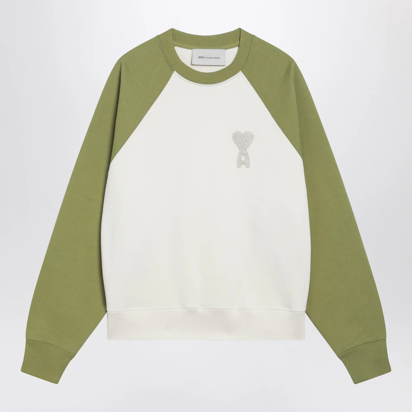 Ami Paris White and matcha green Ami De Coeur sweatshirt