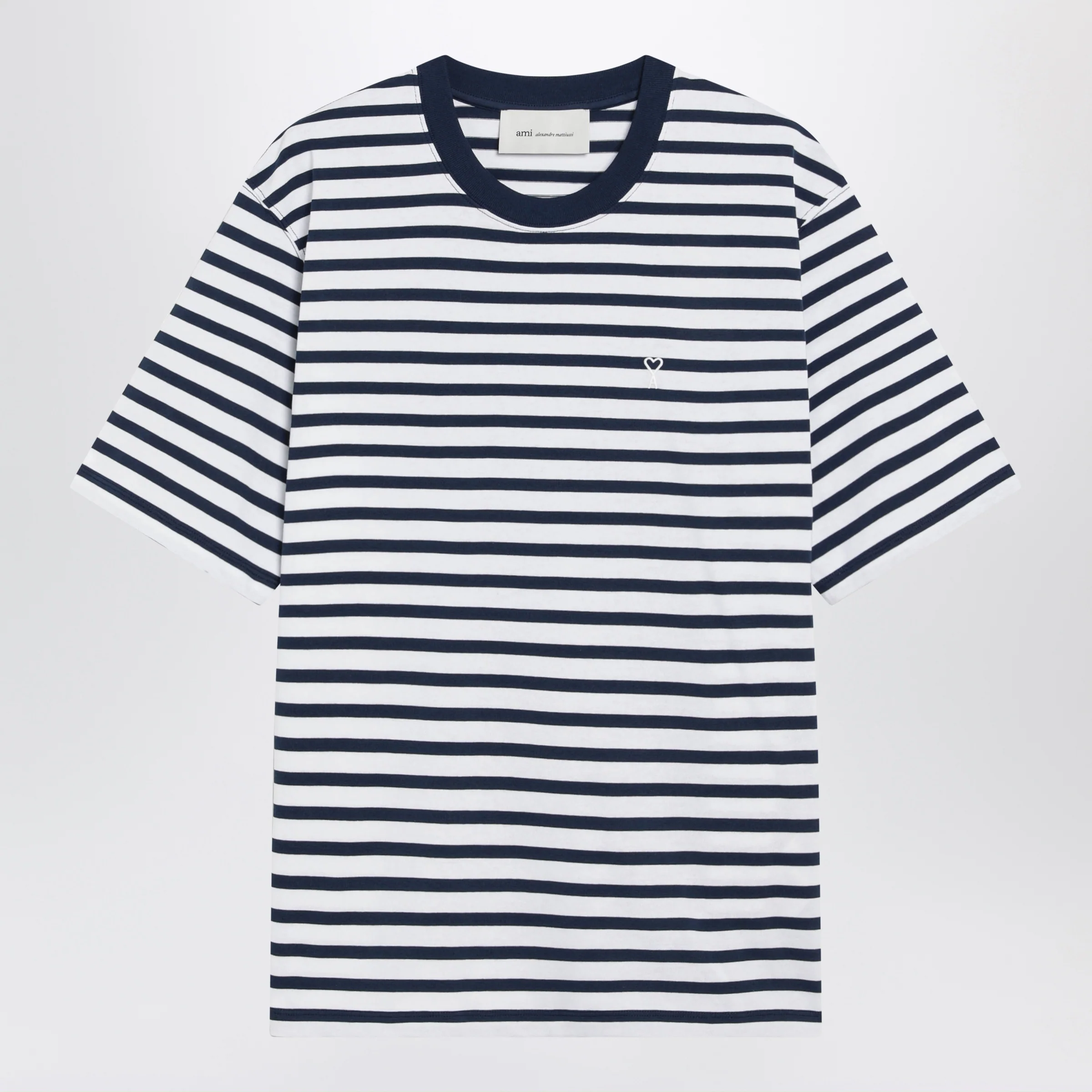 Blue/white striped Ami de Coeur T-shirt by Ami Paris