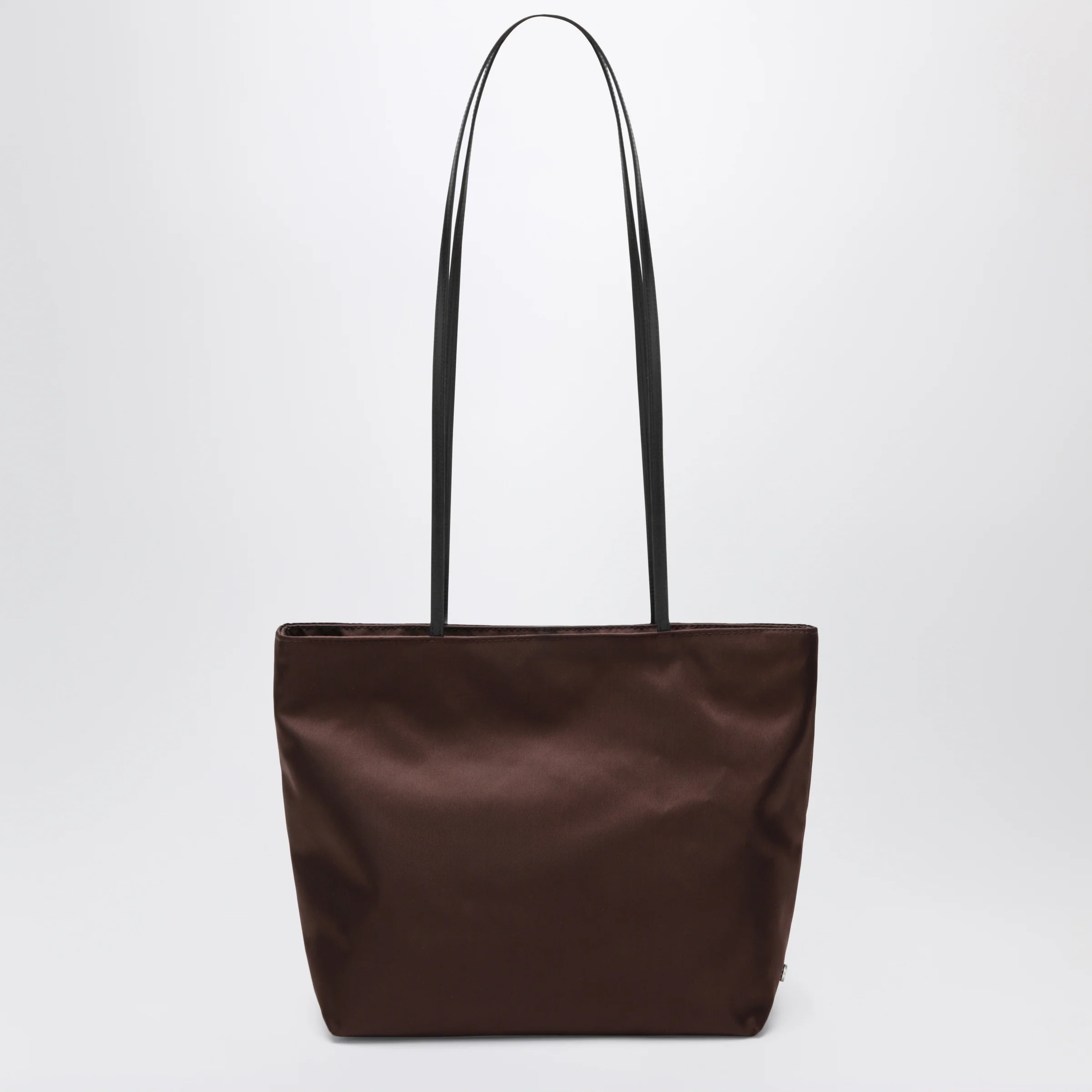 VALESQUE Spaghetti tote bag in brown satin nylon