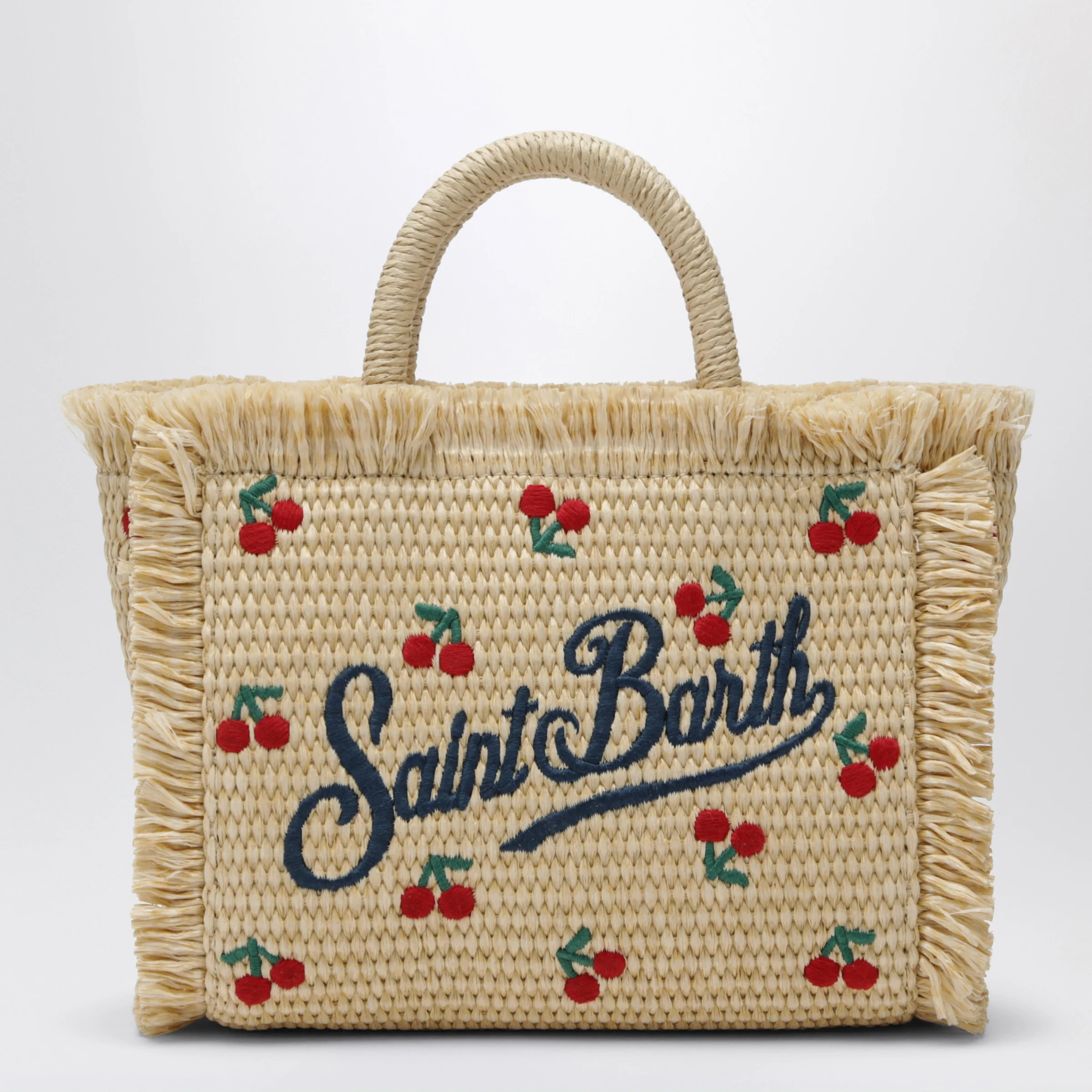 MC2 Saint Barth Small Colette bag in straw-effect fabric with cherries