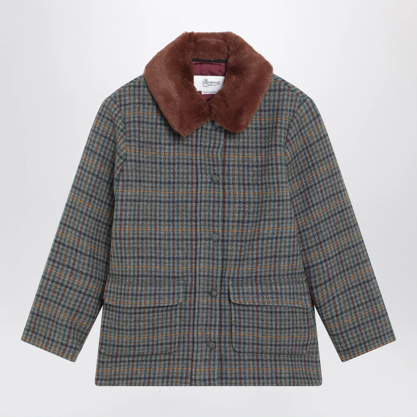Bonpoint Joao quilted wool coat with checked pattern