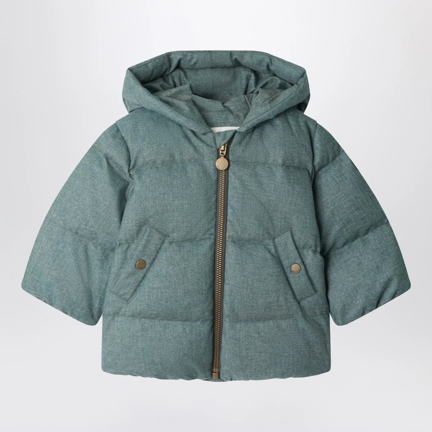 Bonpoint Bozen teal zip-up down jacket