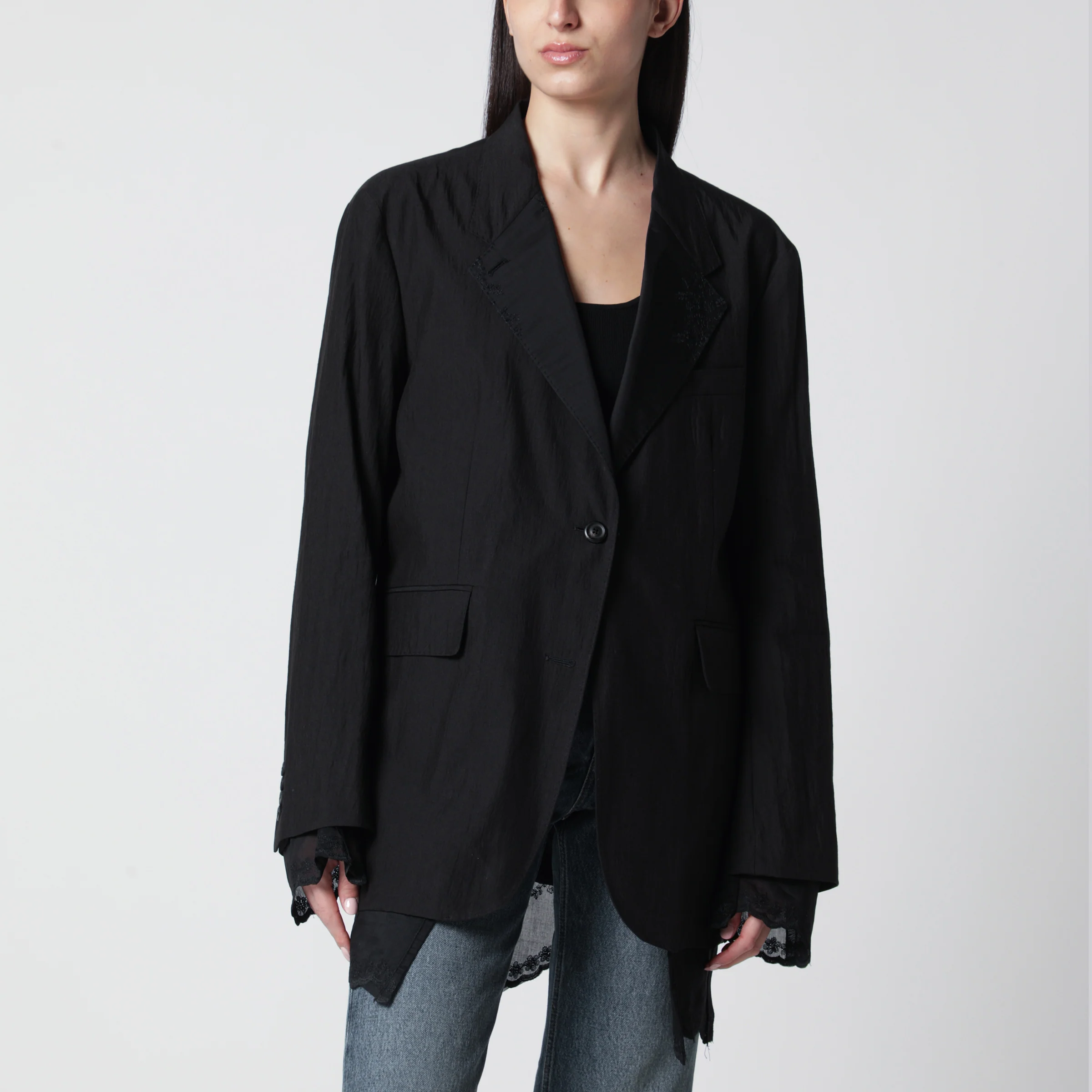 Our Legacy Reversible Drip blazer in soot black Techflax