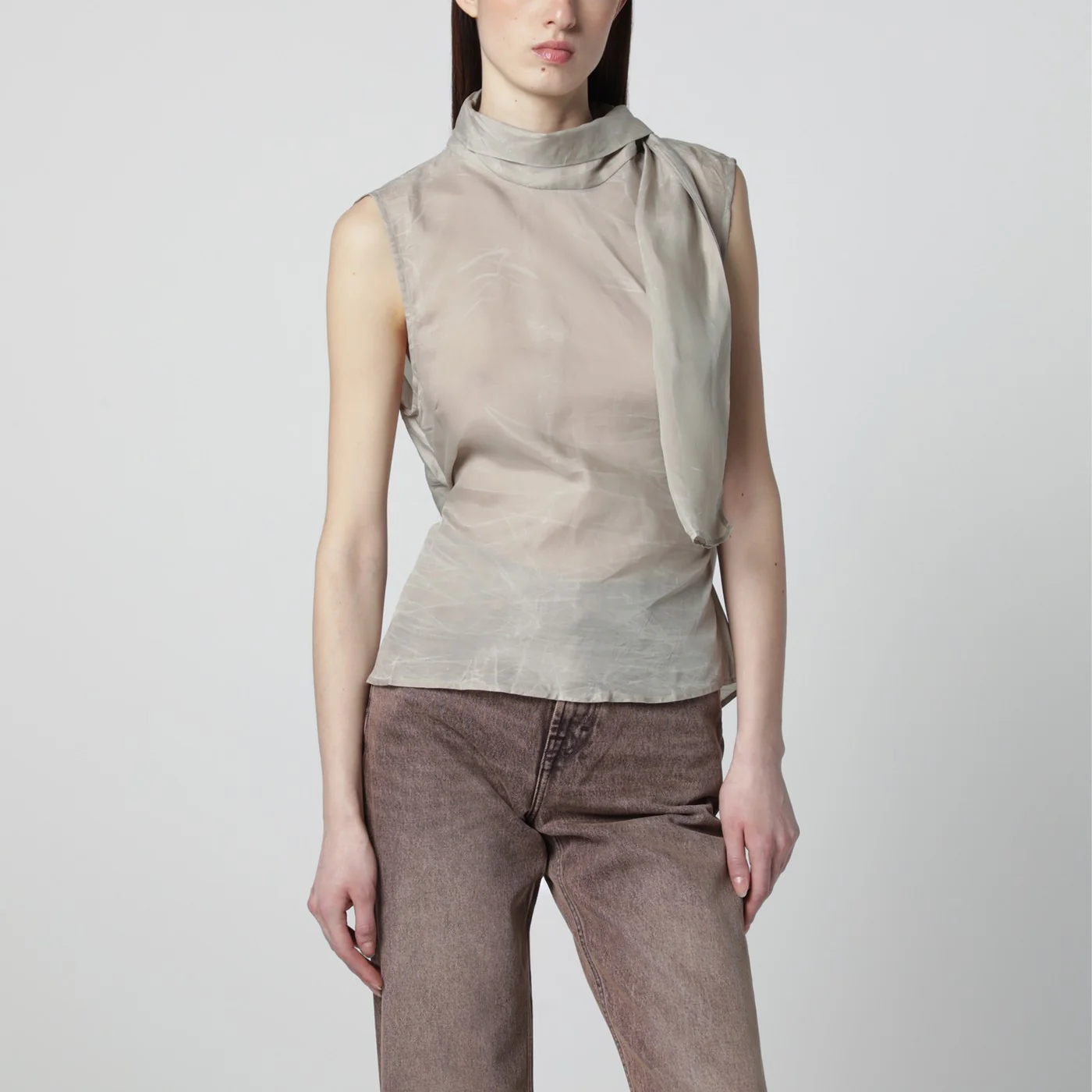 Our Legacy Grey Virtuous waxed cupro top