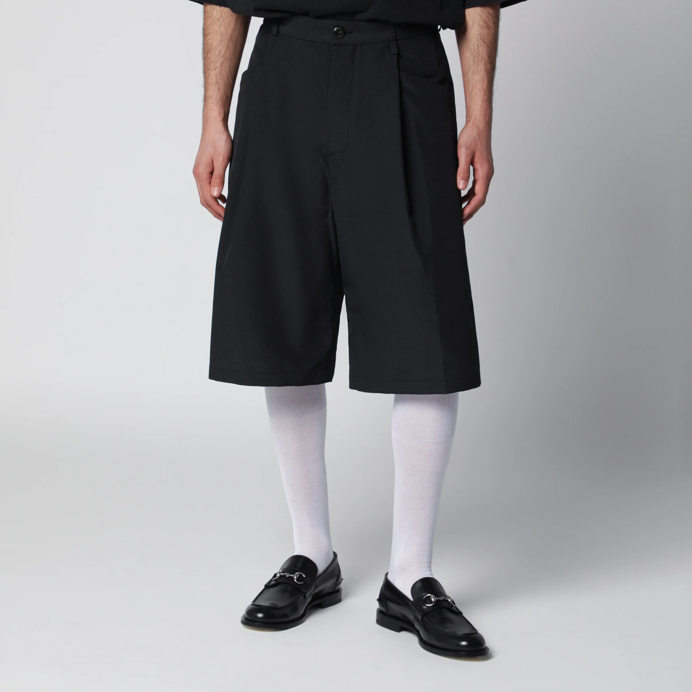 Willy Chavarria Black wide cotton bermuda shorts