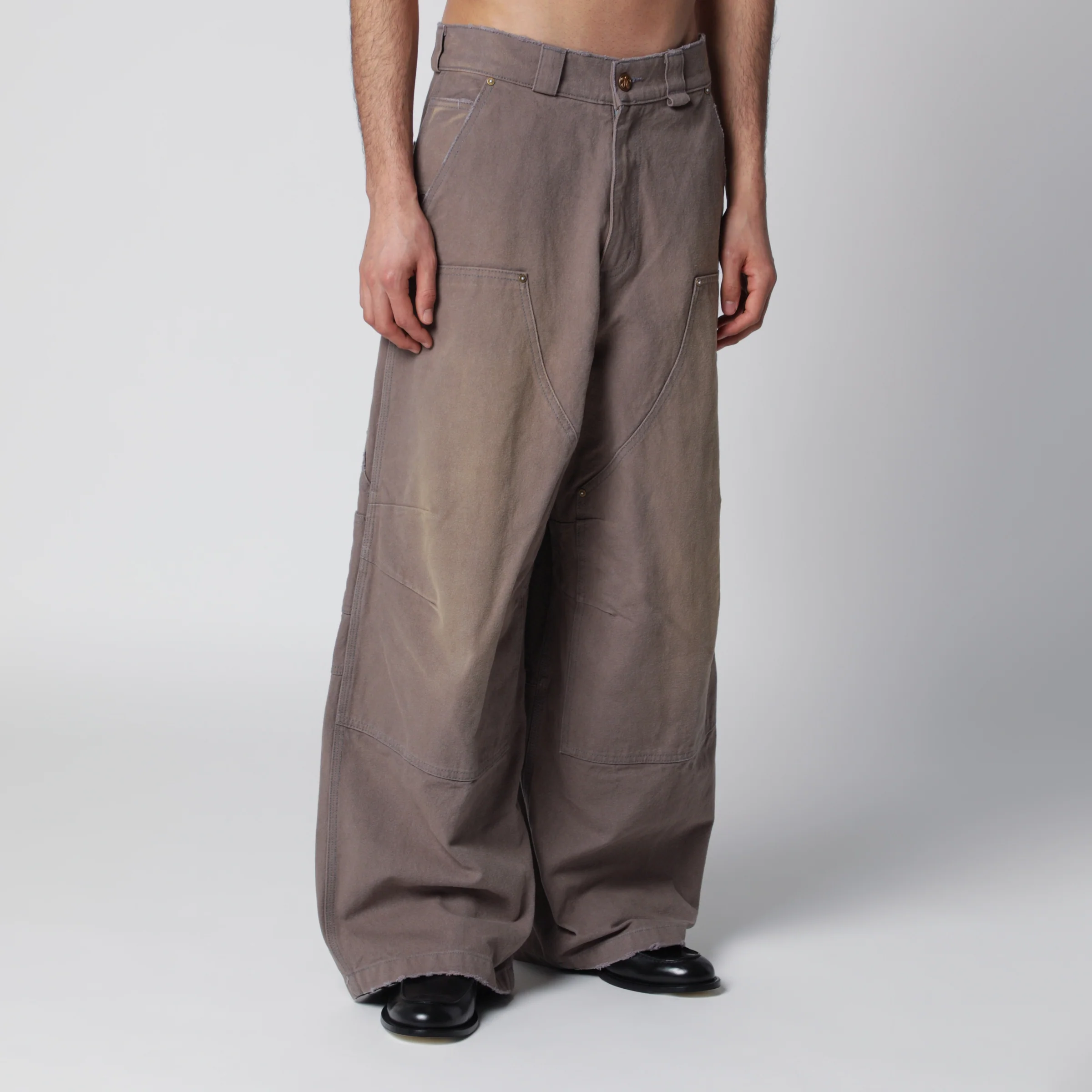 Willy Chavarria Graphite Double Knee trousers with vintage effect
