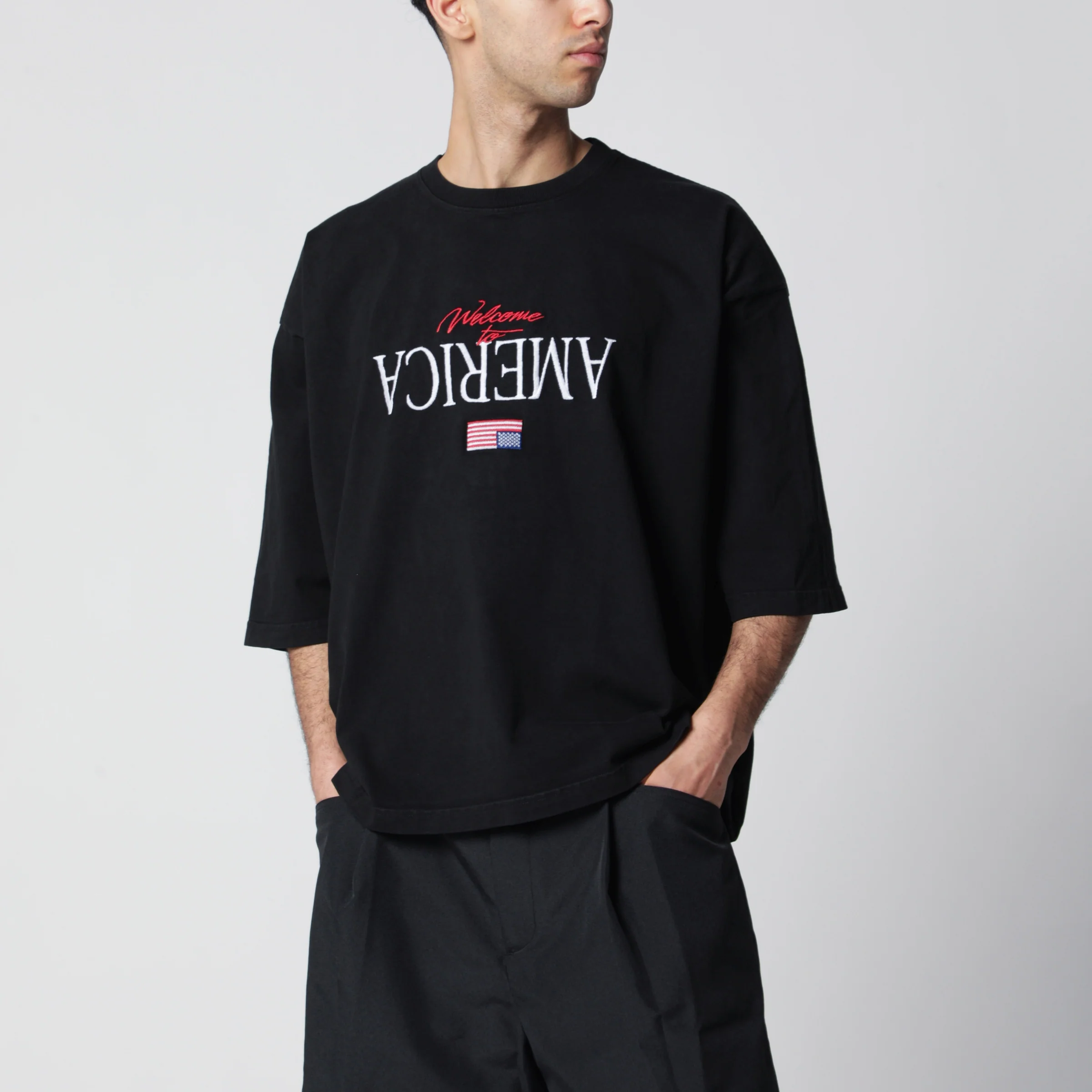 Willy Chavarria Black Welcome To America Buffalo T-shirt