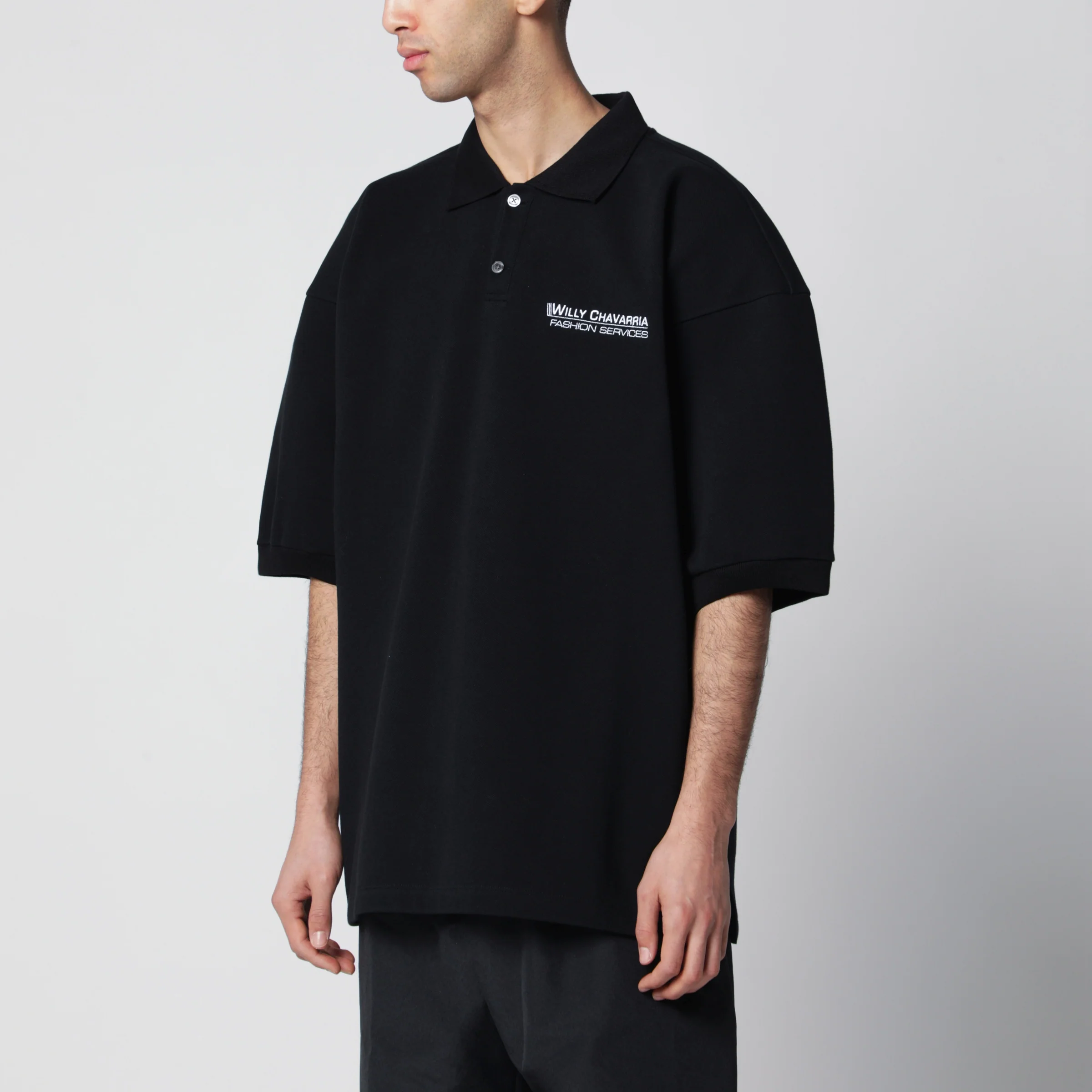 Willy Chavarria Black Fashion Service cotton piqué polo shirt