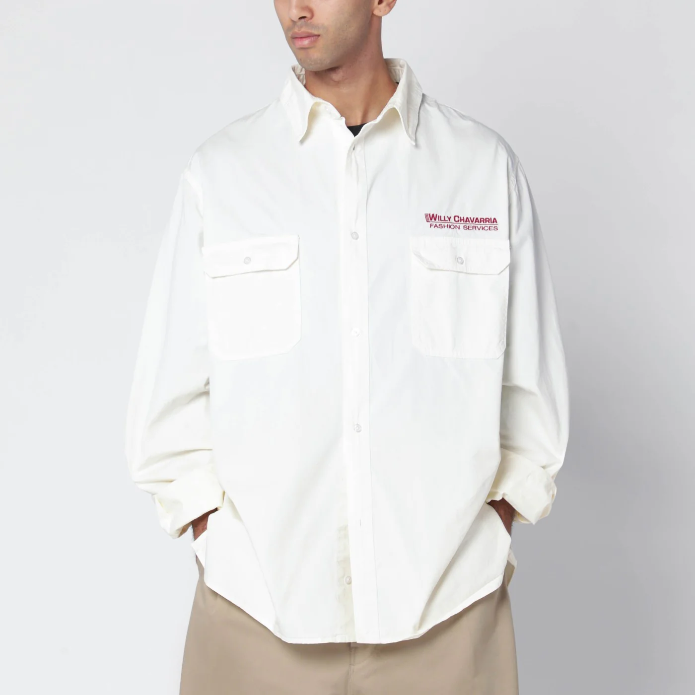 Willy Chavarria Corcoran white cotton shirt
