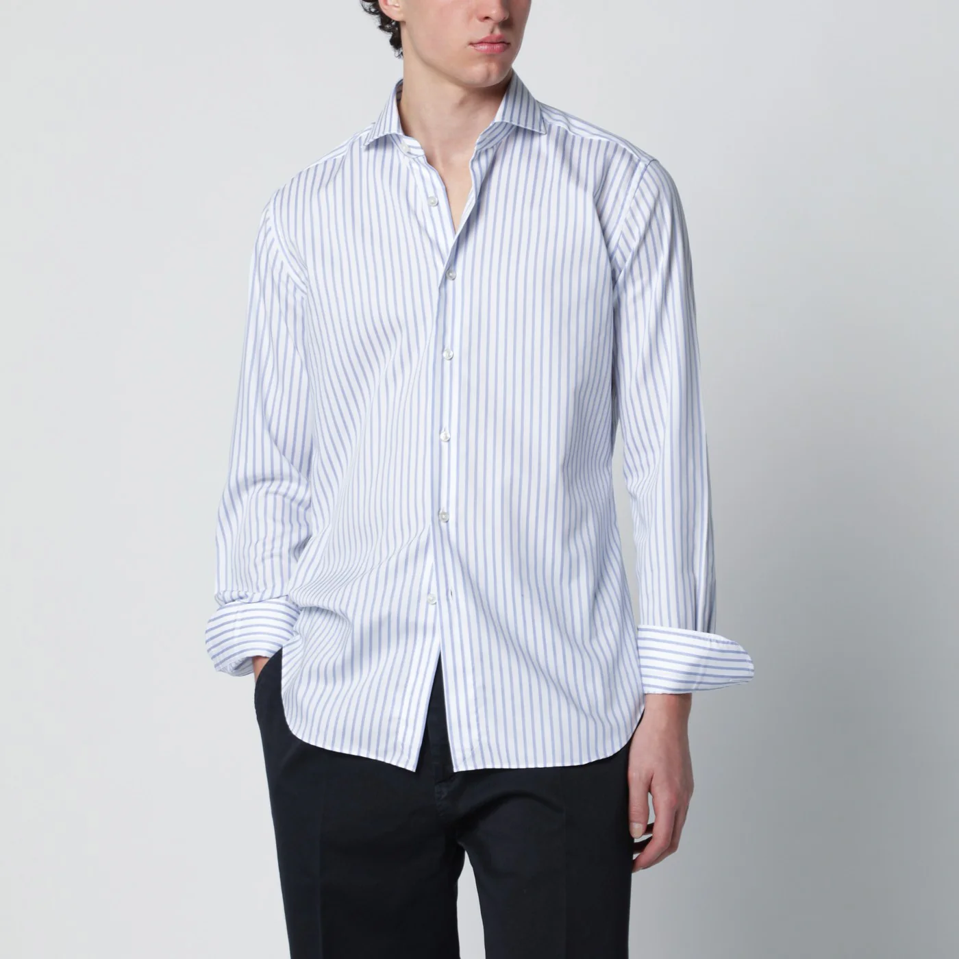XACUS Travel Tailor Fit shirt white striped