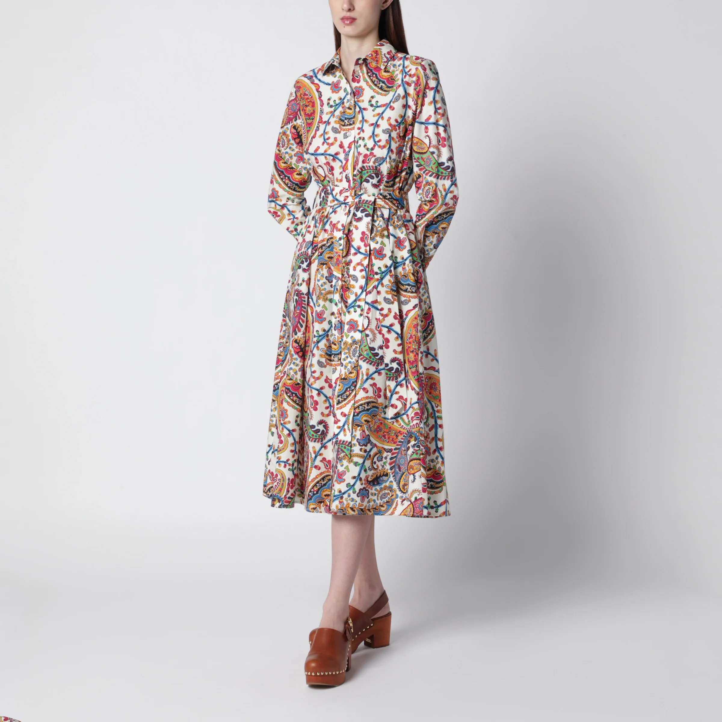 ETRO Midi cotton dress with paisley print