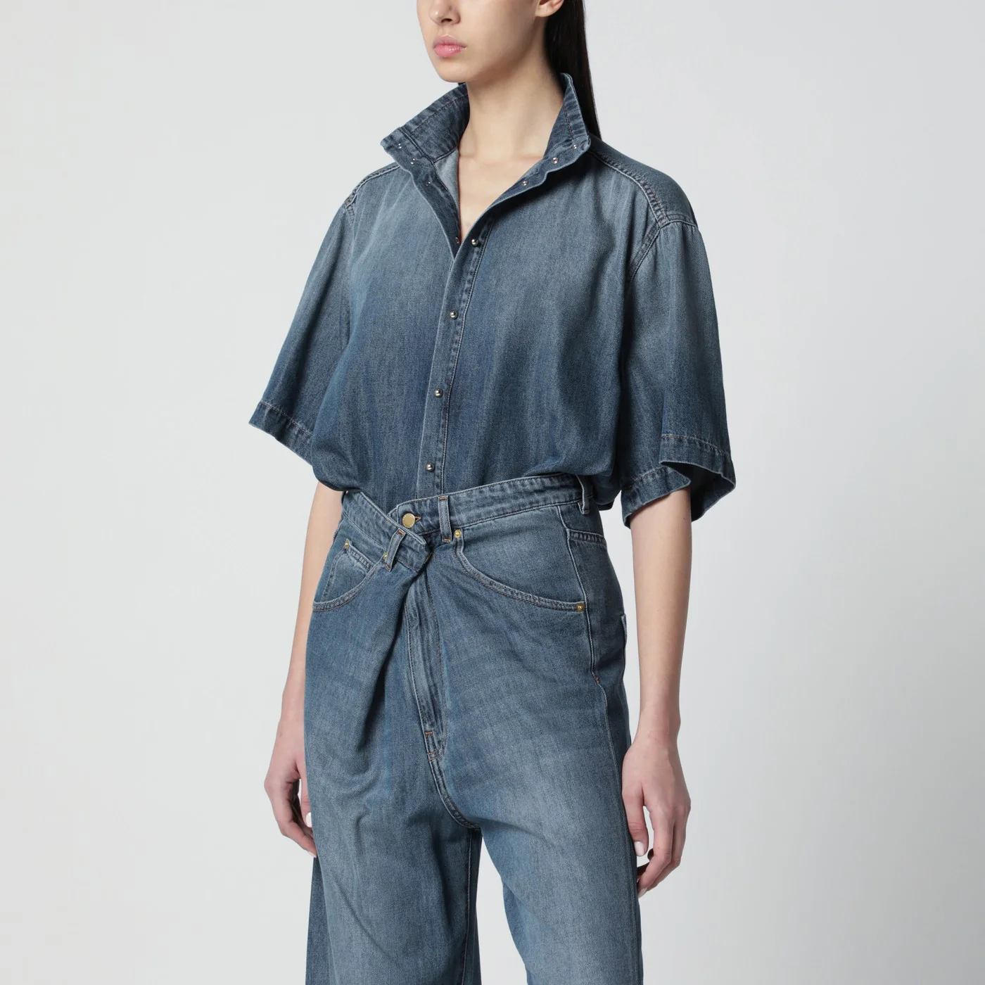 DARKPARK Oversized short-sleeve denim shirt